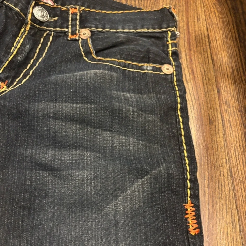 True Religion Billy Super T Dark Denim Jeans with Stitching size 34